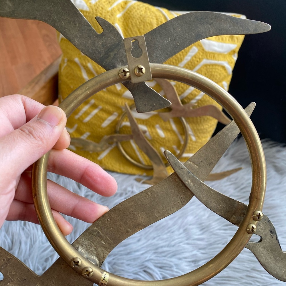 Mid Century brass bird wall hanging (set of two)